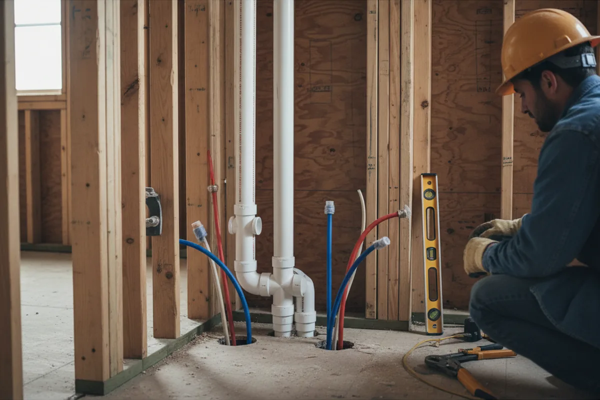 Drain and supply rough-in during Leak Detection in Grants