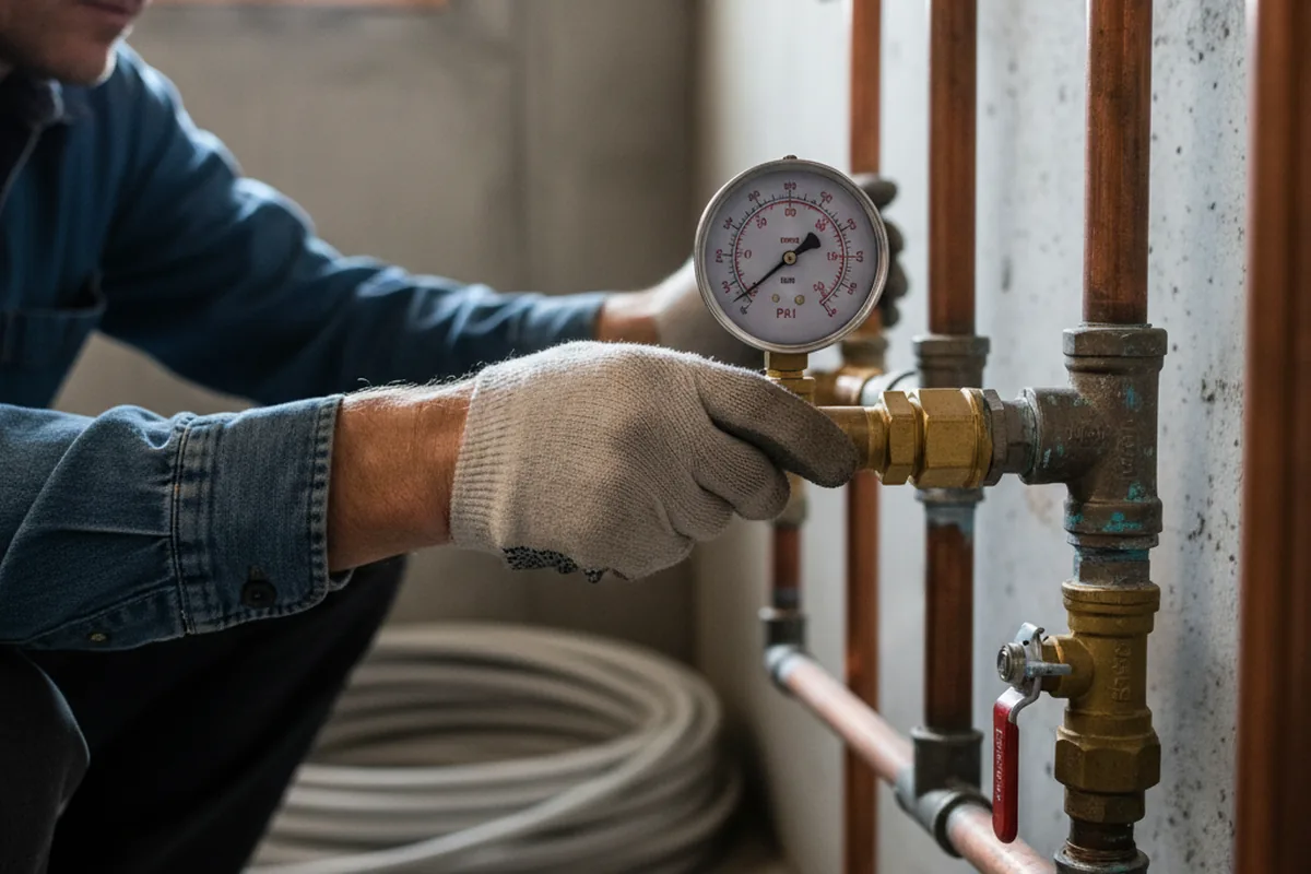 Pressure testing a repaired line during Water Line Repair in Grants